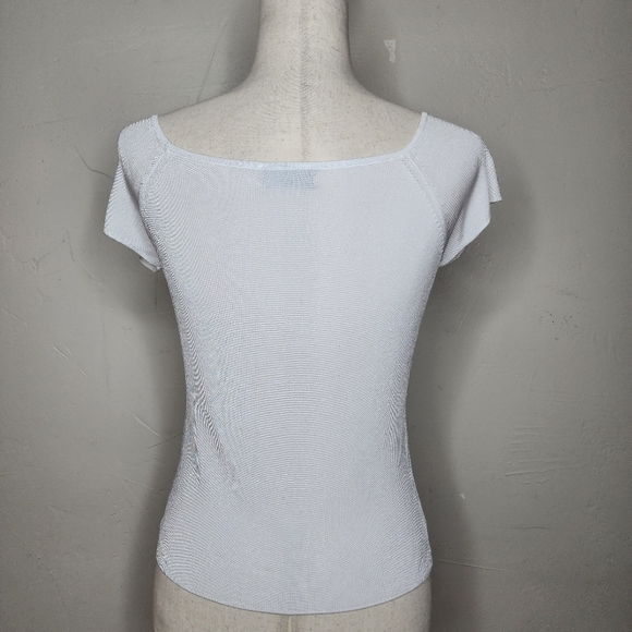 Max Mara White Square Neck Short Sleeve Top Size Small - Picture 4 of 8